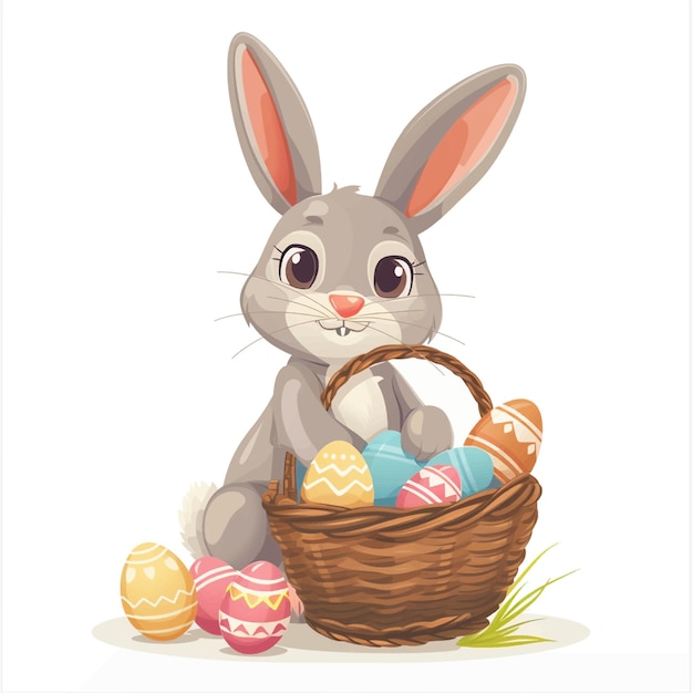El lindo conejo de Pascua con la canasta 51