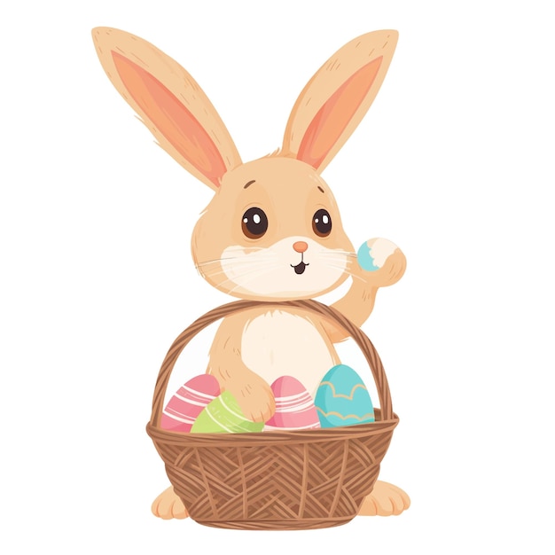 El lindo conejo de Pascua con la canasta 59