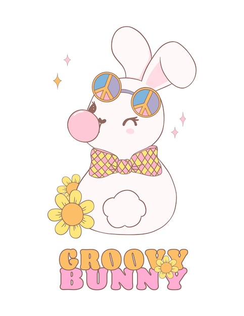 El lindo conejo de Pascua, el dibujante de dibujos animados, el dibujo de manos de animales.