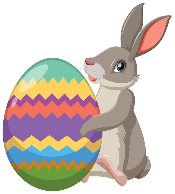 Lindo conejo de Pascua con huevo decorado