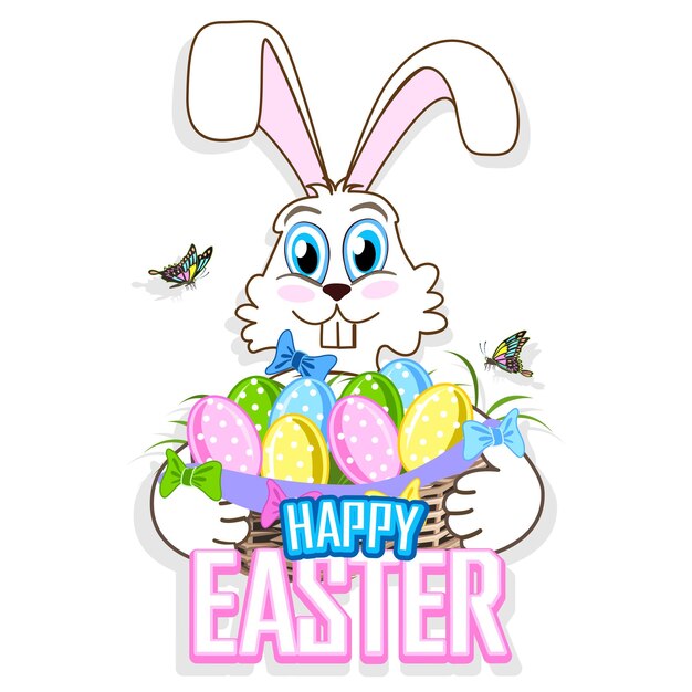 Lindo conejo de Pascua con huevos de Pascua