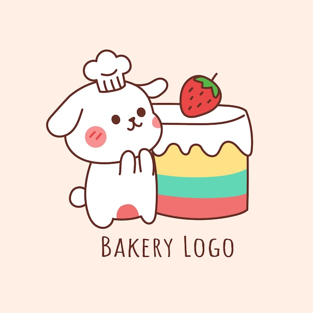 Lindo conejo con pastel para el logo de la panadería.