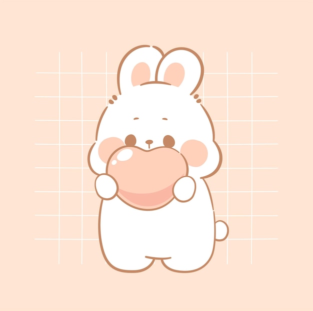 El lindo conejo rosa del día de San Valentín es un animal kawaii.