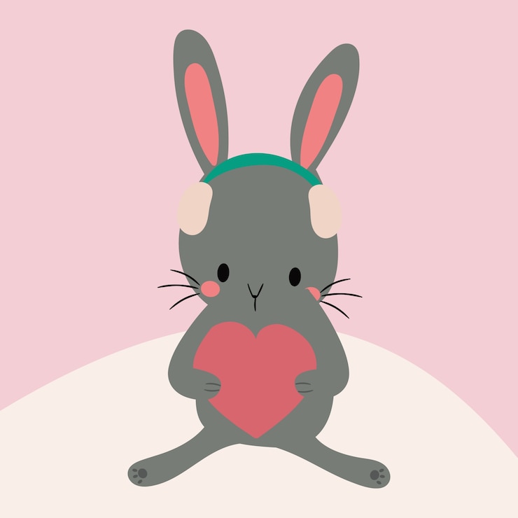 Vector lindo conejo en vector de amor