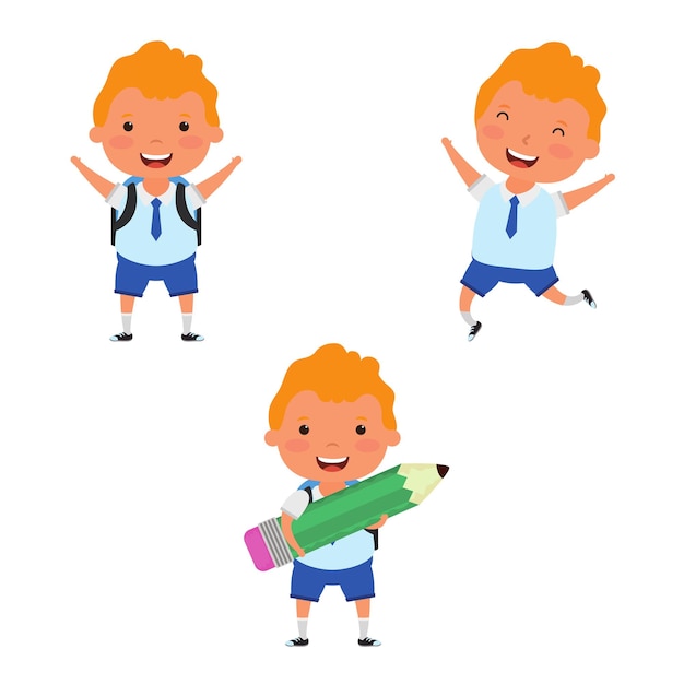 Lindo conjunto de caracteres de actividad de niño pequeño