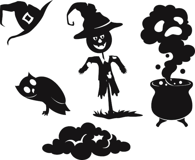 Vector lindo conjunto de colección de iconos de halloween