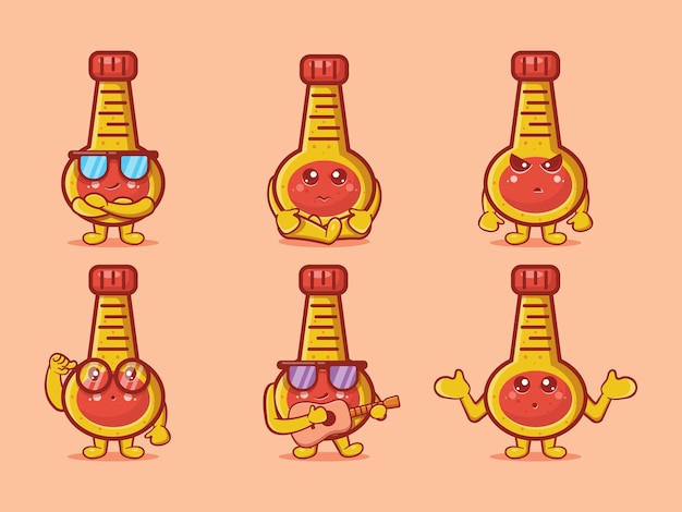 Lindo conjunto de colección de mascota de personaje de botella de mayonesa