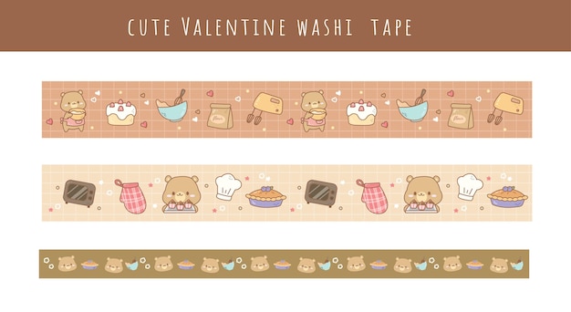 Vector lindo conjunto de colección de panadería washi tape