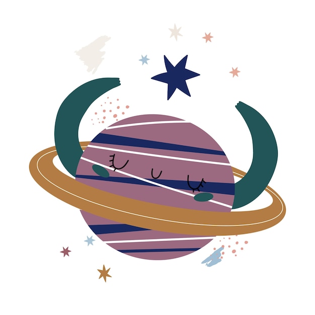 Lindo conjunto cósmico con meteoritos Doodle y colección de planetas de pegatinas estelares ingenuas Cosmic Sca