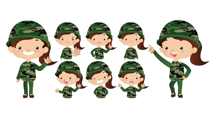 Vector lindo conjunto de ejército