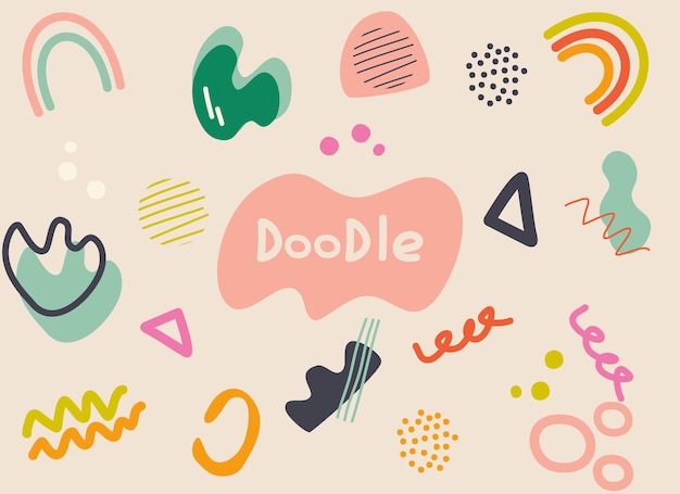 lindo conjunto de garabatos brillantes de diferentes formas ilustración vectorial