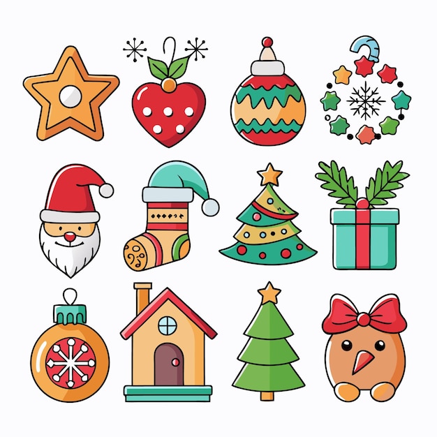 Lindo conjunto de iconos de Navidad