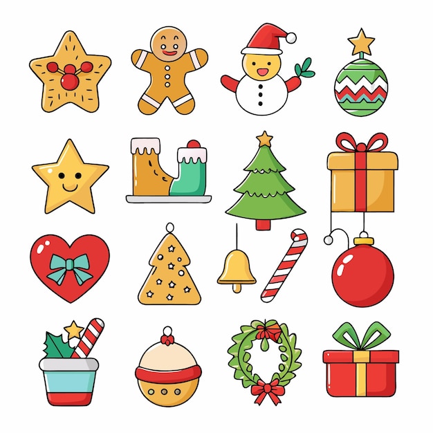 Lindo conjunto de iconos de Navidad