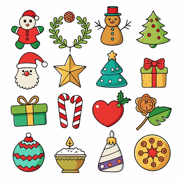 Lindo conjunto de iconos de Navidad