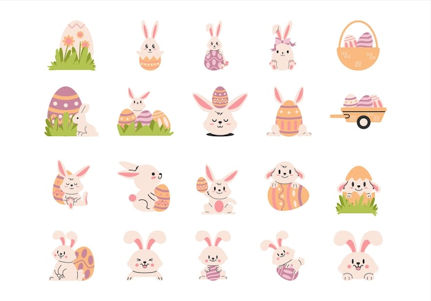 El lindo conjunto de ilustraciones de huevos de Pascua