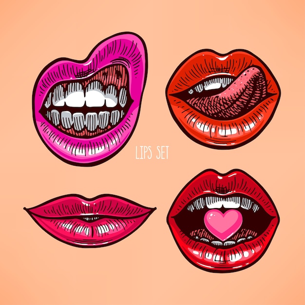 Lindo conjunto de labios diferentes