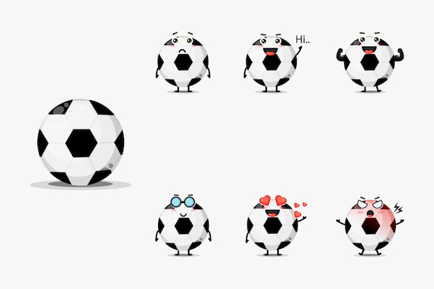 Lindo conjunto de mascota de pelota de fútbol