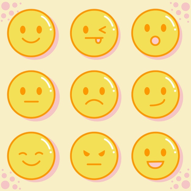 Lindo conjunto de vectores emoji simple