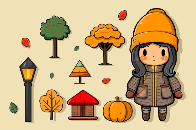 Vector lindo conjunto de vectores de otoño