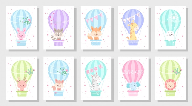 Vector lindo conjunto de vectores de tarjetas de felicitación de niños paquete