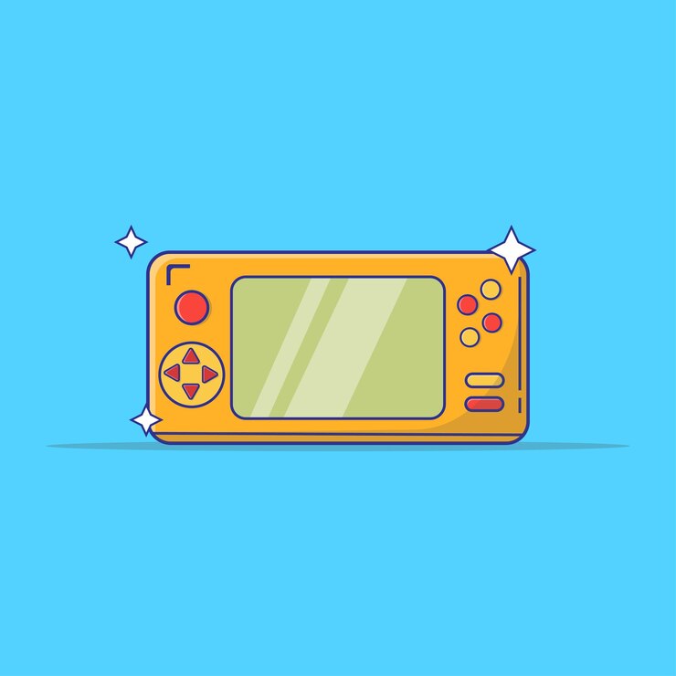 Lindo consolador de videojuegos retro ilustración vectorial diseño de dibujos animados planos elementos de los años 90