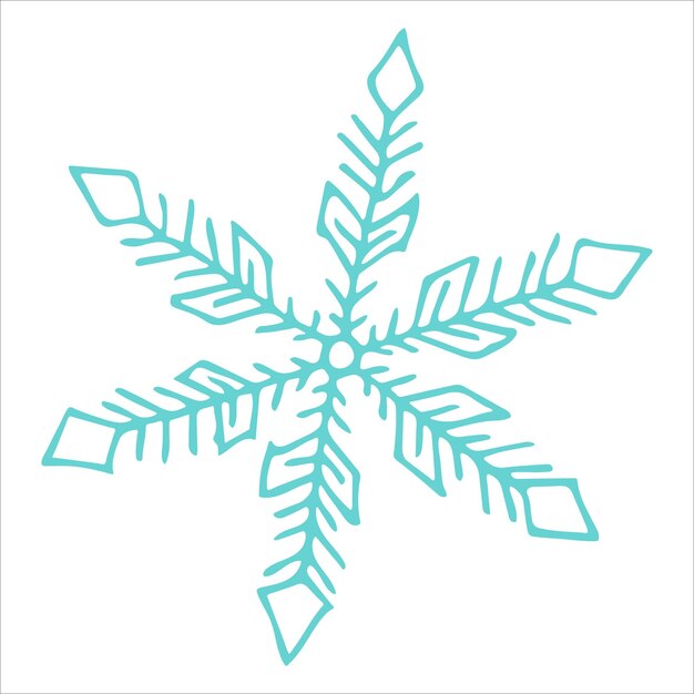 Lindo copo de nieve dibujado a mano Vector clipart de invierno Navidad y Año Nuevo doodle