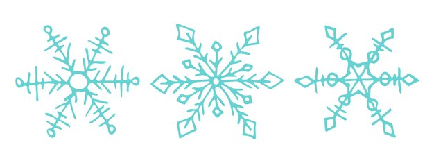 Lindo copo de nieve dibujado a mano Vector clipart de invierno Navidad y Año Nuevo doodle