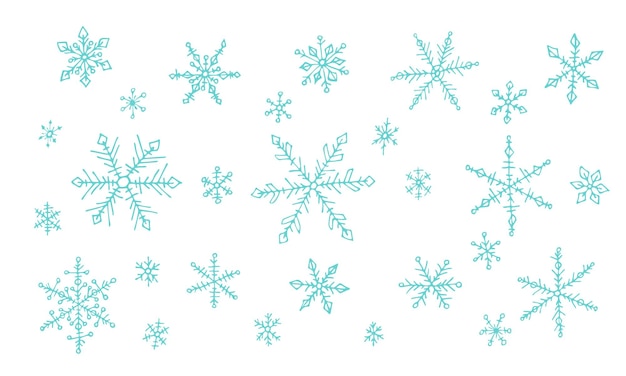 Lindo copo de nieve dibujado a mano vector clipart de invierno navidad y año nuevo doodle