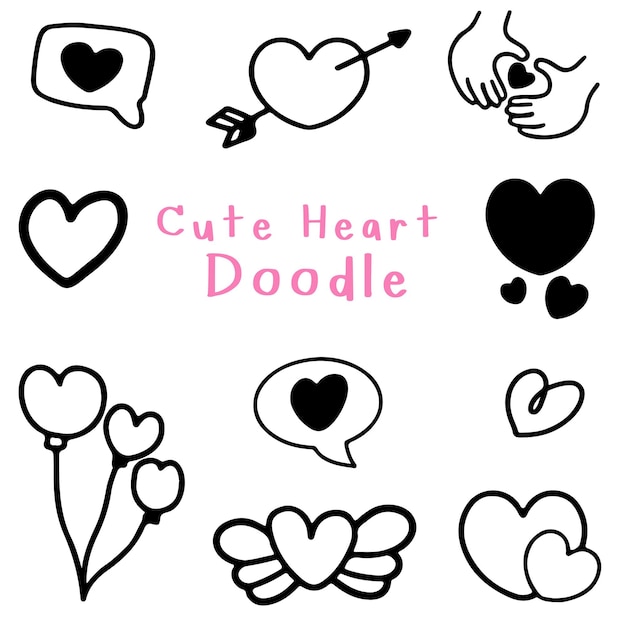 Lindo corazón dibujado a mano Doodle