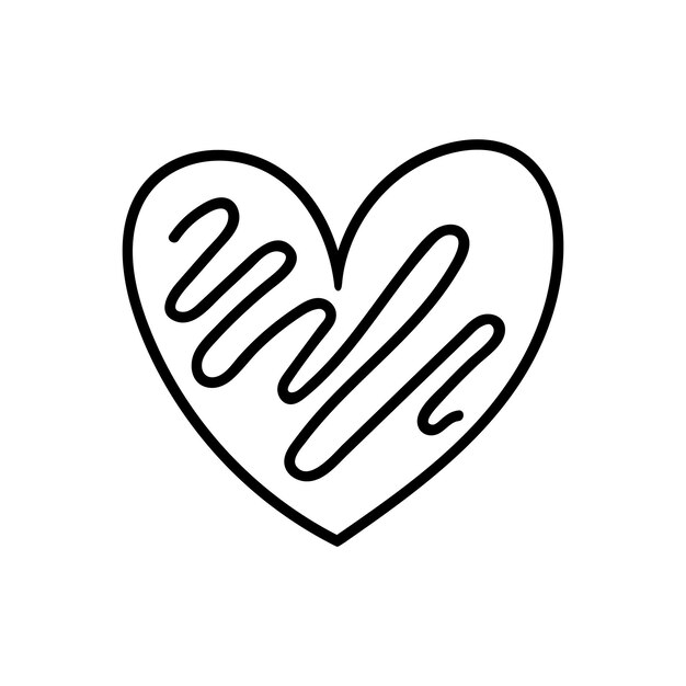 Un lindo corazón garabateado aislado sobre un fondo blanco Ilustración dibujada a mano por vector