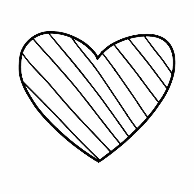 Lindo corazón en garabatos de estilo doodle Ilustración dibujada a mano Pegatina Postal elemento de decoración