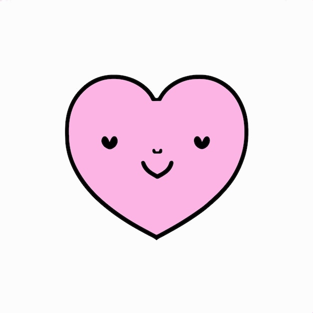 Lindo corazón rosa emoji cara feliz icono Smiley vector ilustración