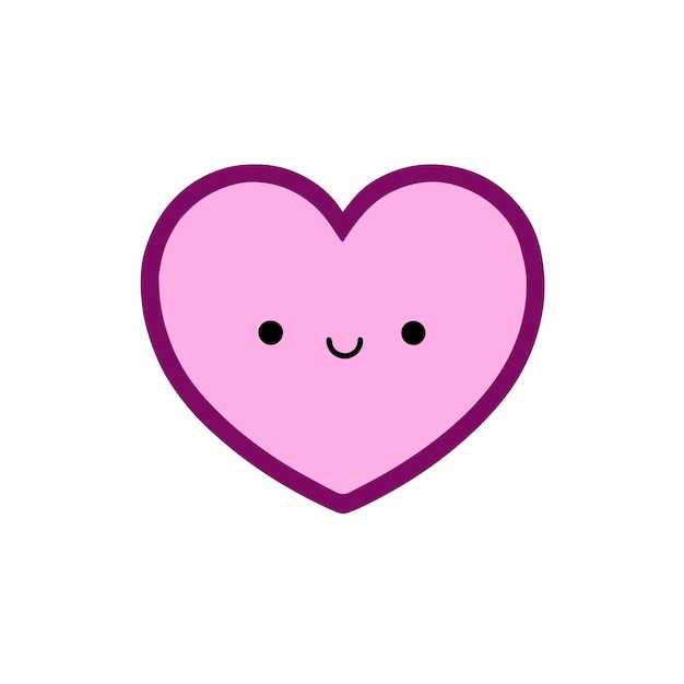 Lindo corazón rosa emoji cara feliz icono Smiley vector ilustración