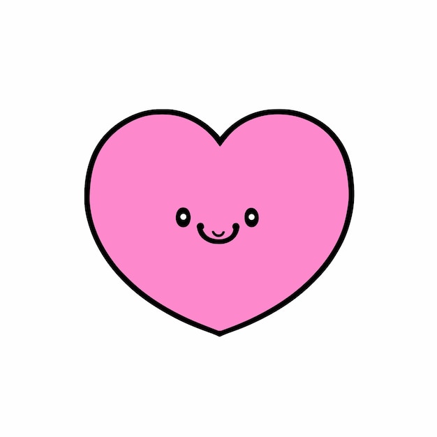 Lindo corazón rosa emoji cara feliz icono Smiley vector ilustración
