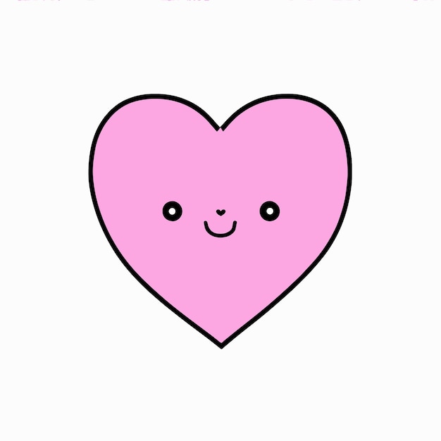 Lindo corazón rosa emoji cara feliz icono Smiley vector ilustración