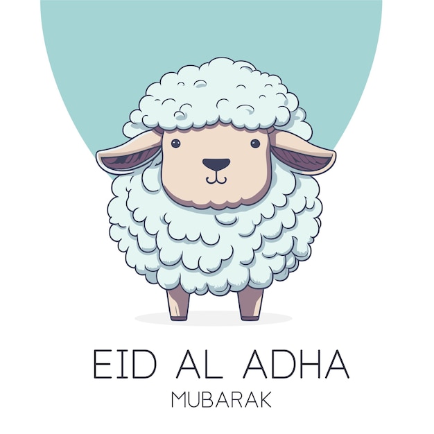 Lindo Cordero Eid Al Adha Saludo Saludo Islámico Animal De Dibujos Animados