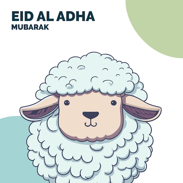 Lindo Cordero Eid Al Adha Saludo Saludo Islámico Animal De Dibujos Animados
