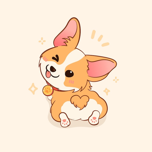 Un lindo corgi dibujos animados vector icono ilustración animal naturaleza icono concepto aislado premium vector plano dibujos animados estilo