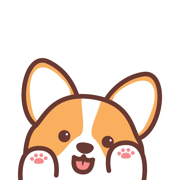 Lindo corgi lengua hacia fuera y patas arriba ilustración vectorial de dibujos animados