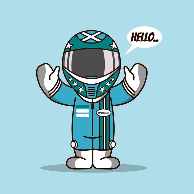 Lindo corredor dice hola ilustración vectorial.