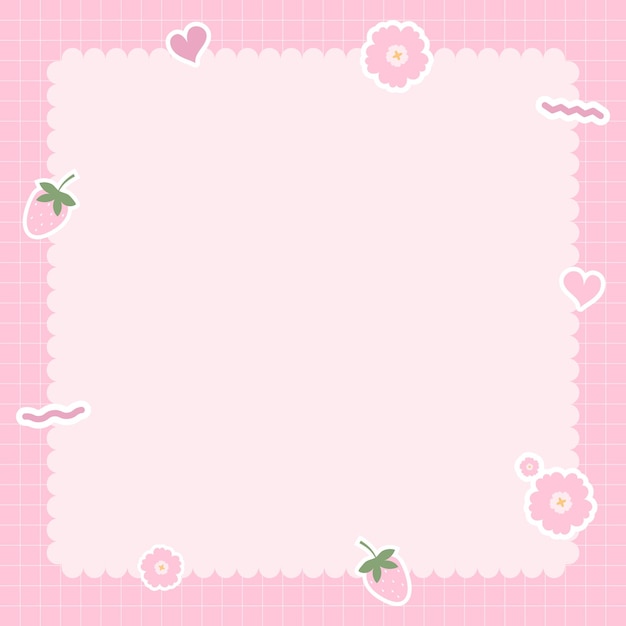 Lindo cuaderno pastel kawaii y bloc de notas con fondo de cuadrícula con pegatinas kawaii