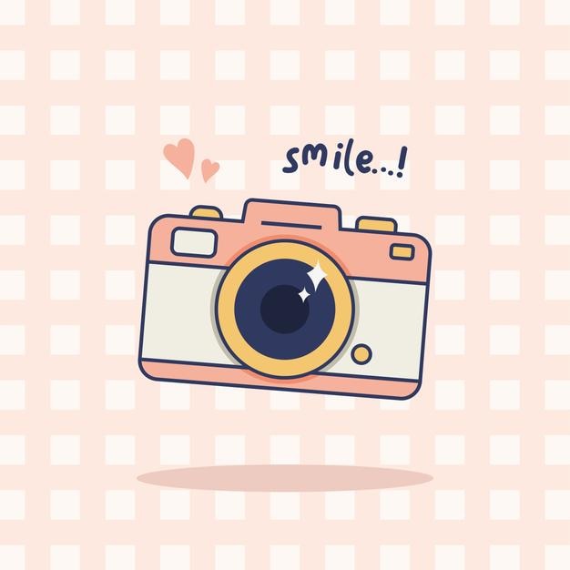 Lindo cuadro de cámara digital con texto sonriente
