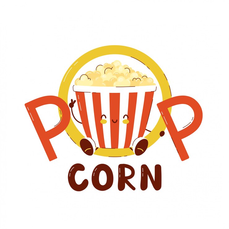Vector lindo cubo de palomitas de maíz feliz aislado en blanco. diseño de tarjeta de ilustración de personaje de dibujos animados de vector, estilo plano simple.