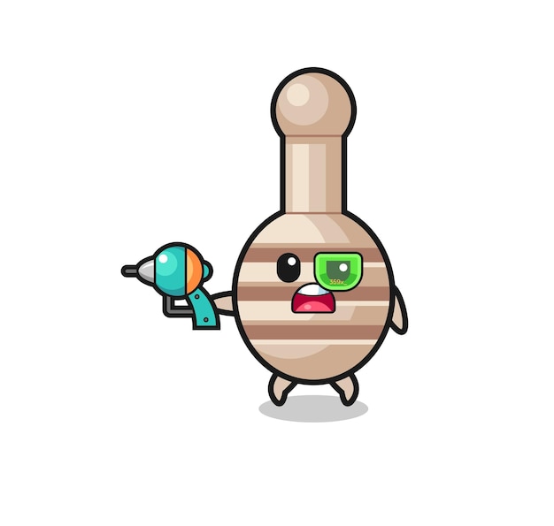 Lindo cucharón de miel sosteniendo una pistola futura