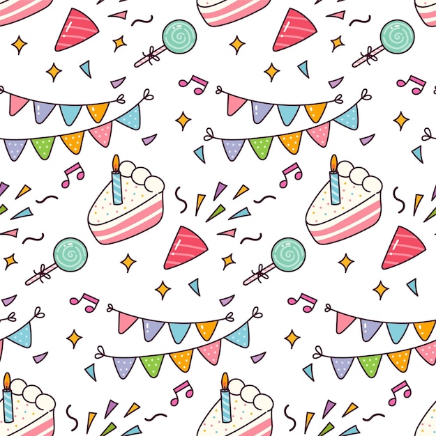 Lindo cumpleaños de patrones sin fisuras adecuado para el patrón de papel de embalaje de caja de regalo