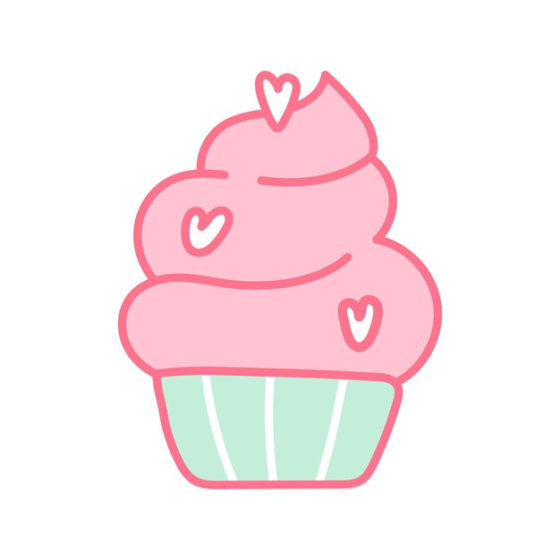 Lindo cupcake rosa con corazones Pasteles dulces decorados con corazones Dulces Día de San Valentín