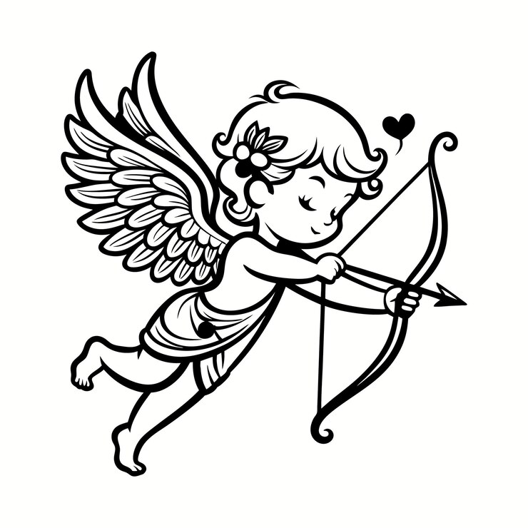 El lindo Cupido con arco y flecha
