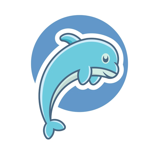 Lindo delfín dibujos animados vector icono ilustración logo mascota mano dibujado concepto trandy dibujos animados