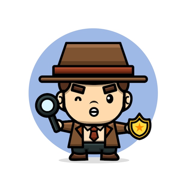 Lindo detective con lupa y placa