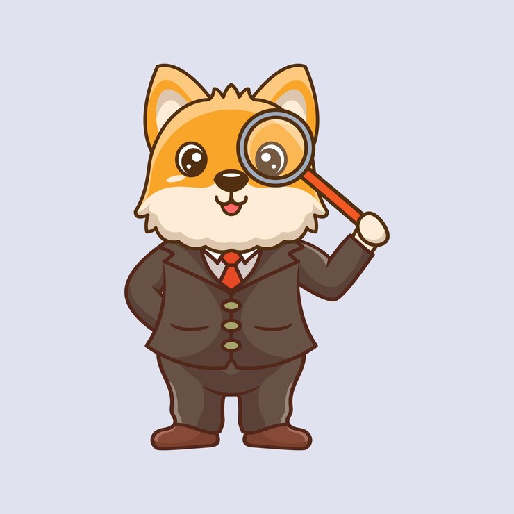 Vector el lindo detective perro kawaii ilustración de icono vectorial de dibujos animados